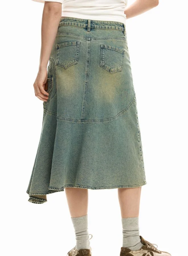 DESIGUAL Blue Asymmetrical denim skirt for Women | Best Price UAE